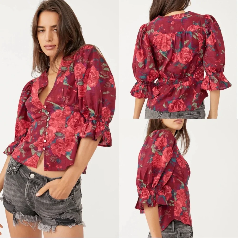 free people I found you printed top